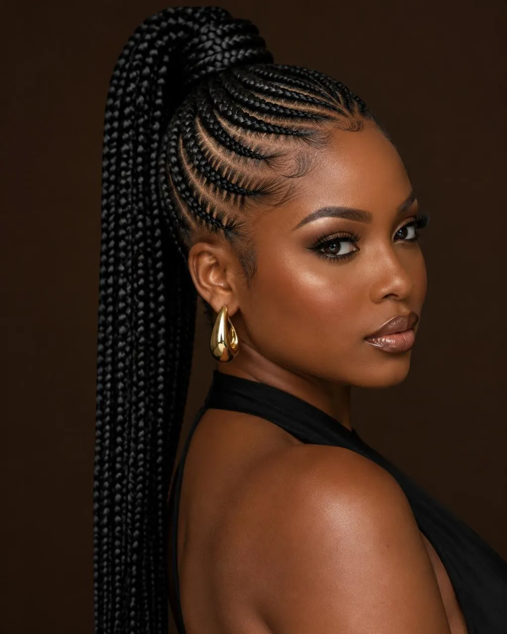 Sleek braided ponytail